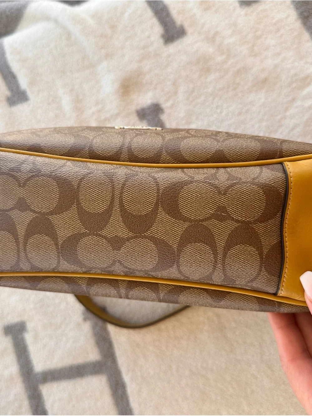 Coach Brown 2018 Laureal Hobo Bag with Yellow Trim